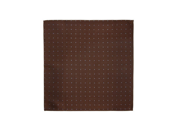 Santi silkeslips+lommetørkle mønstret sett hengende cognac 