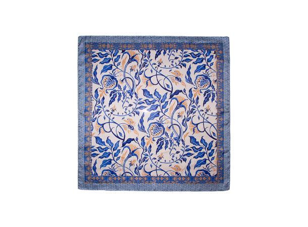 Skjerf blomstert 70x70 blå 