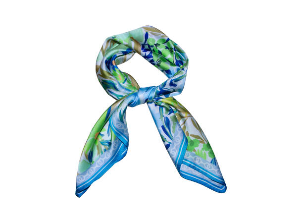 Skjerf blomstert 70x70 blå 