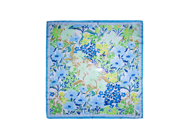 Skjerf blomstert 70x70 blå 