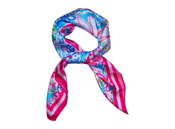 Skjerf blomstert 70x70 rosa 