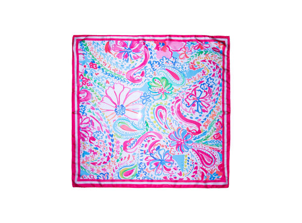 Skjerf blomstert 70x70 rosa 