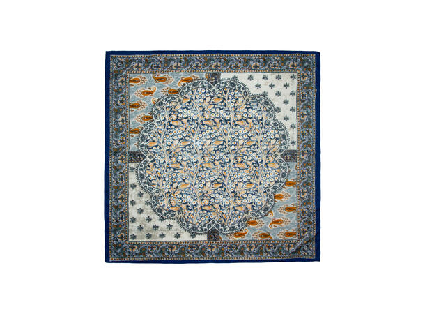 Skjerf m/paisley 65x65 blå 