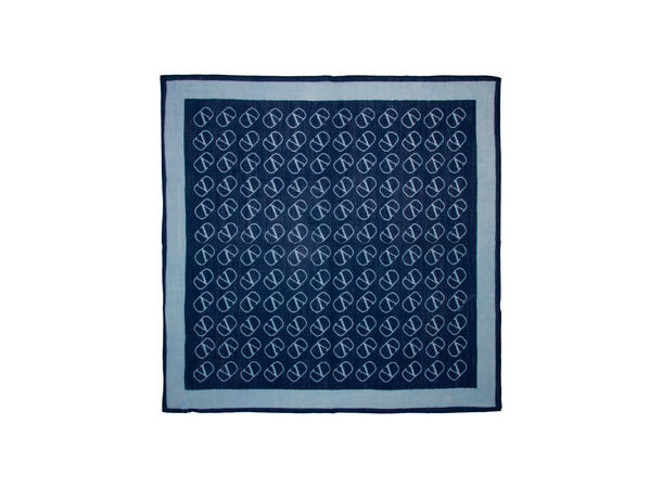 Skjerf mønstert Ull 70x70 navy 