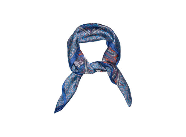 Skjerf paisley 70x70 blå 