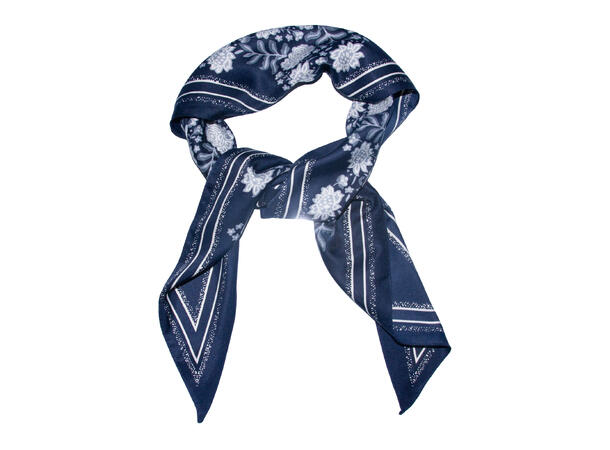 Skjerf triangel blå m/blomster 65x130 