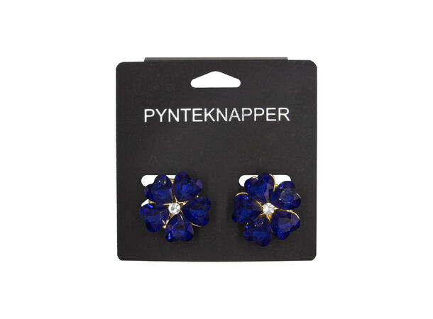 Skjorteknappblomst strass navy 