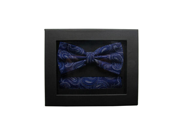 Sløyfe m/lommetørkle paisley blå 