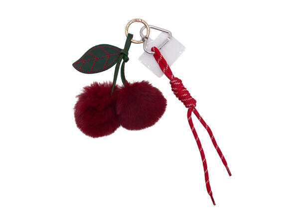 Veskepynt "fur" kirsebær rød 