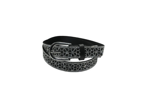 Belte 3cm m/strass bølger sort 