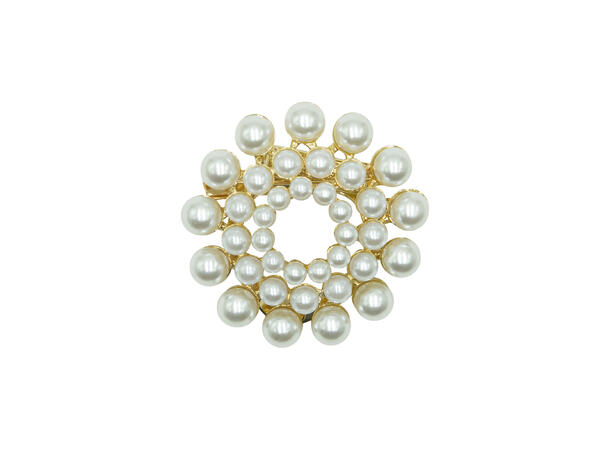 Brosje rund m/3 rad perler 