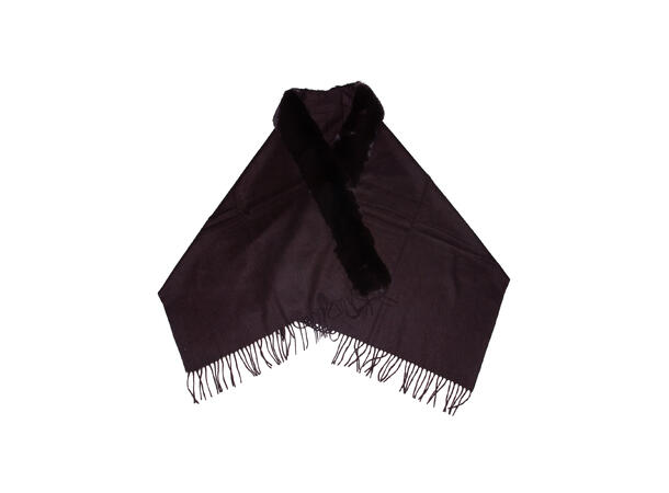 Dame skjerf 65x180cm m/fake fur brun Høst26 