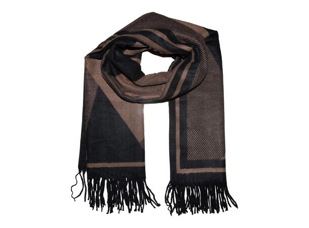 Dame skjerf flermønstret 65x180 brun Høst26 