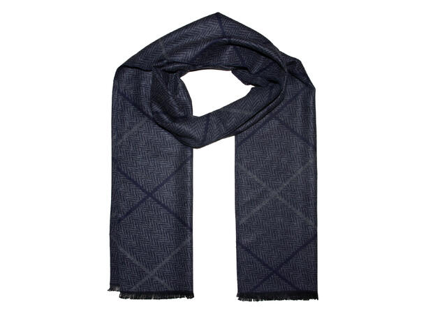 Herre skjerf mønstret 30x180 blå Høst26 