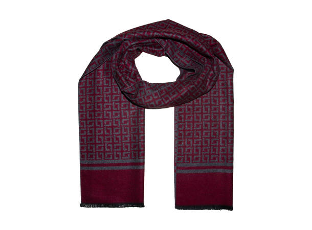 Herre skjerf mønstret 30x180 vinrød Høst26 