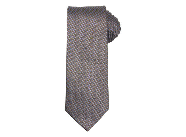 Santi silkeslips+lommetørkle mønstert* sett hengende brun 