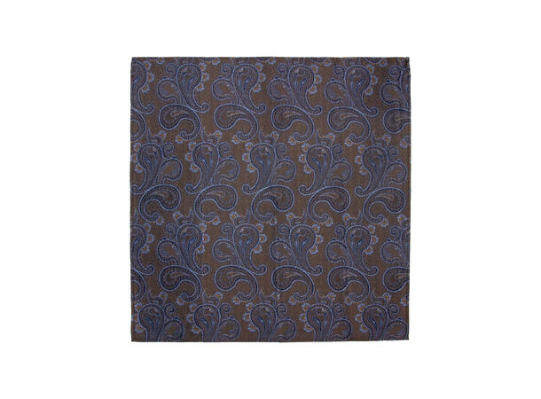 Santi silkeslips+lommetørkle mønstert sett hengende brun 