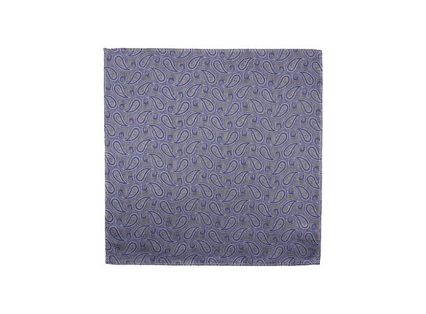 Santi silkeslips+lommetørkle mønstert sett hengende blå 