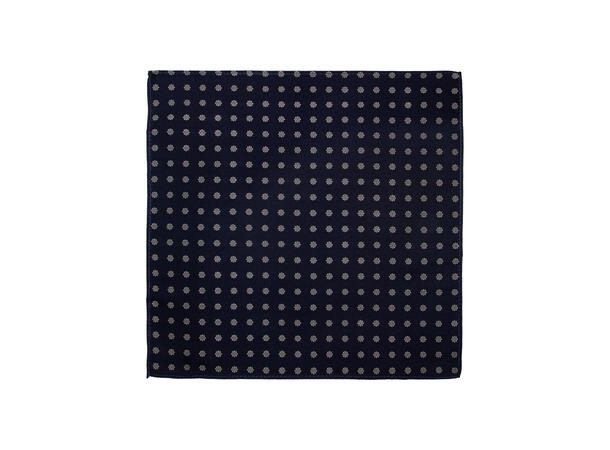 Santi silkeslips+lommetørkle mønstret sett hengende blå 