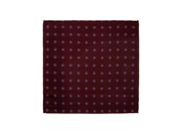 Santi silkeslips+lommetørkle mønstret sett hengende vinrød 
