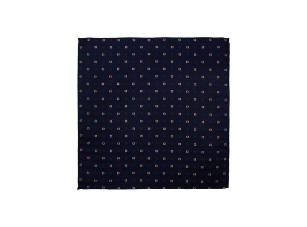Santi silkeslips+lommetørkle mønstret sett hengende navy 