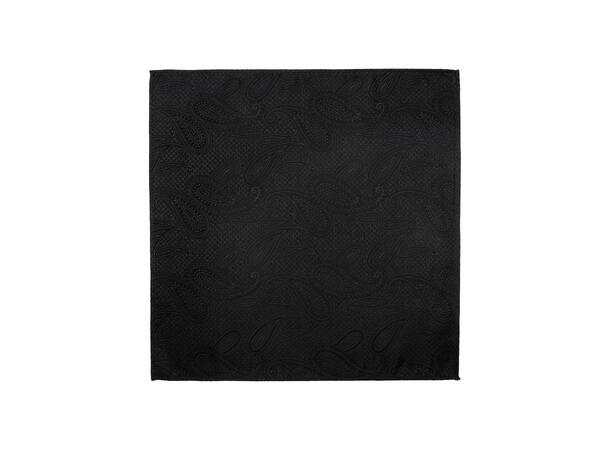 Santi silkeslips+lommetørkle mønstret sett hengende sort 