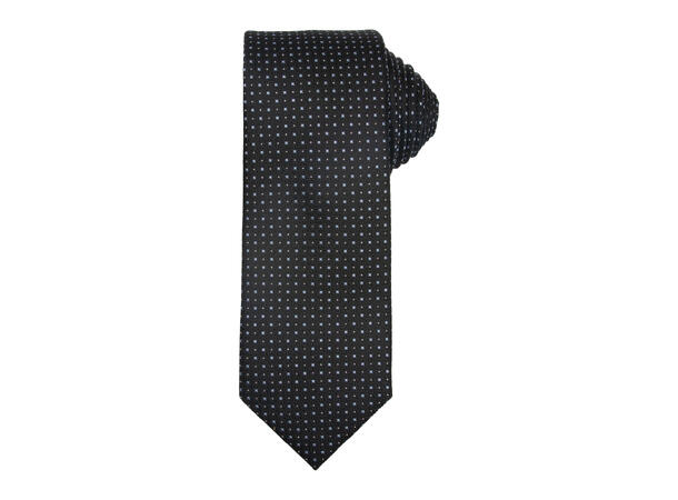 Santi silkeslips+lommetørkle mønstret sett hengende sort 