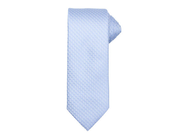 Santi silkeslips+lommetørkle mønstret sett hengende blå 