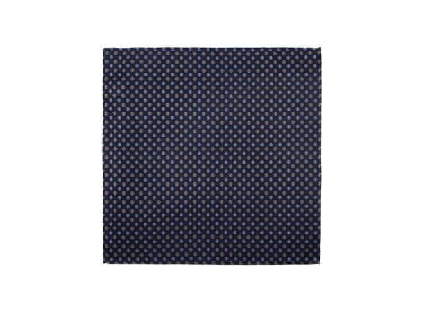 Santi silkeslips+lommetørkle mønstret sett hengende navy 