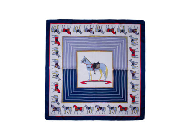 Skjerf "heste" 70x70 blå* 