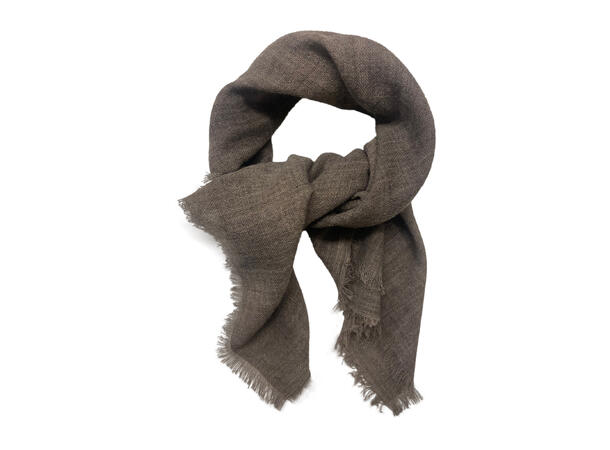 Skjerf ensfarget ull 85x85 brun Høst26 