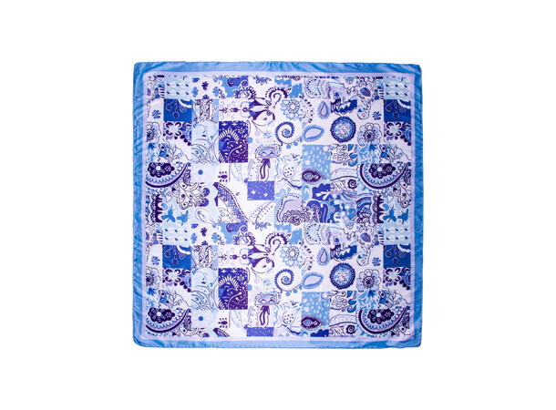 Skjerf m/små ruter 70x70 blå 