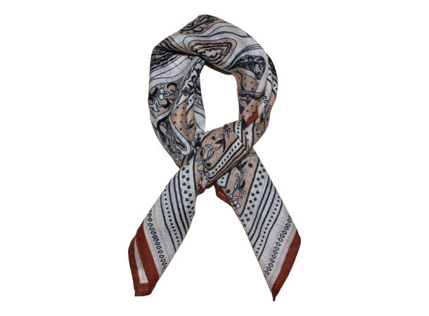 Skjerf mønstert Ull 70x70 cognac 