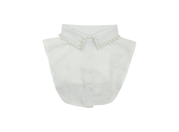 Skjortekrage m/perler hvit 