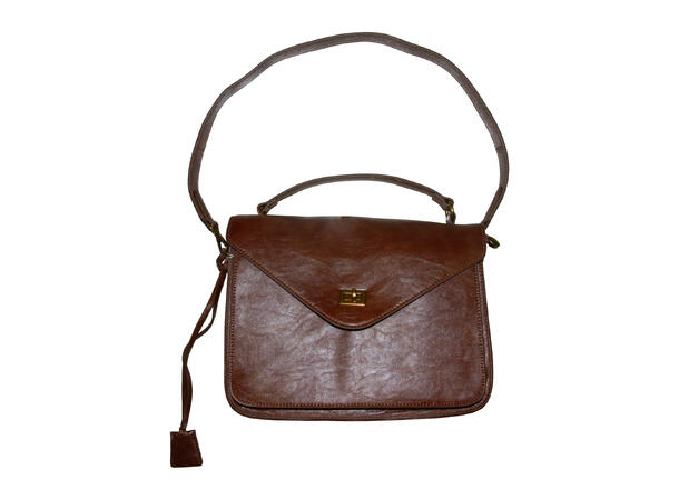 Veske m/hank skinn-look cognac Høst 26 