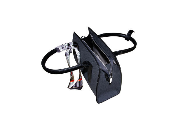 Veske m/skjerf og hank m/sølv tilbehør sort 