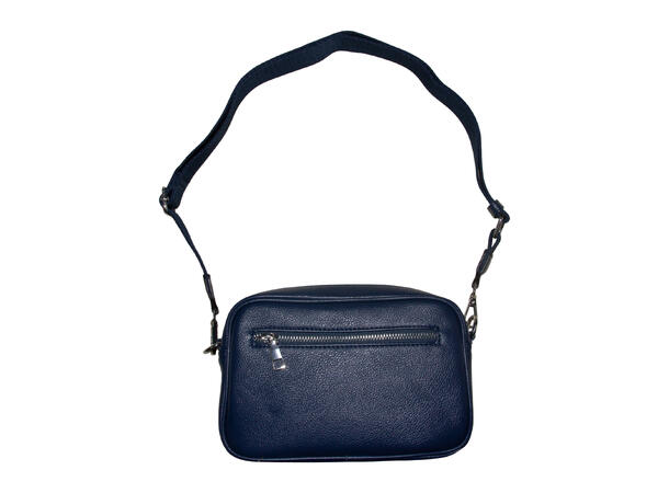 Veske oval m/strap og sølv tilbehør navy 