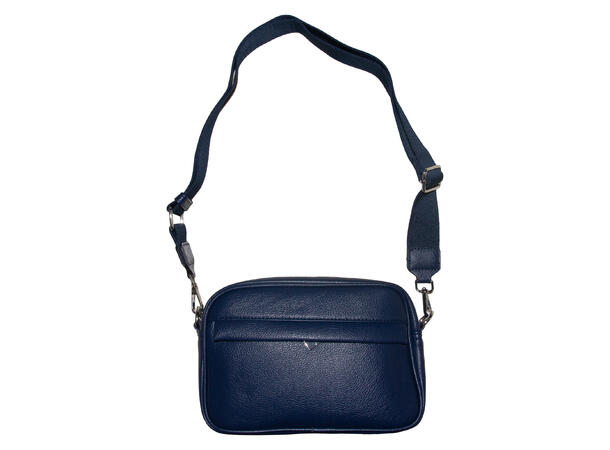 Veske oval m/strap og sølv tilbehør navy 