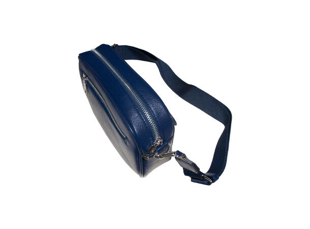 Veske oval m/strap og sølv tilbehør navy 