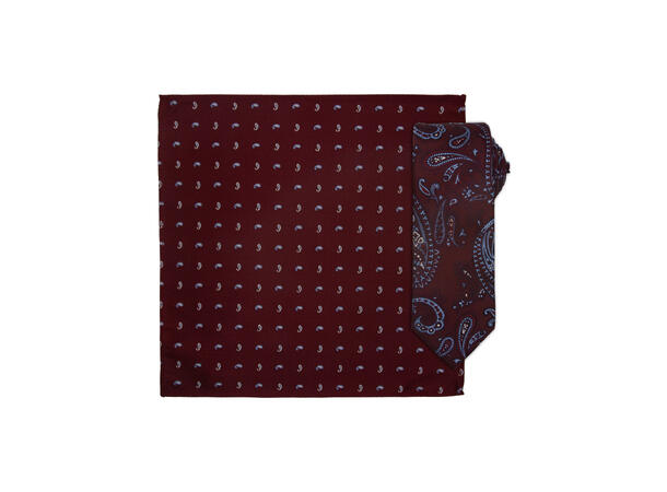 Da Vinci slips+lommetørkle mønstert sett hengende vinrød 