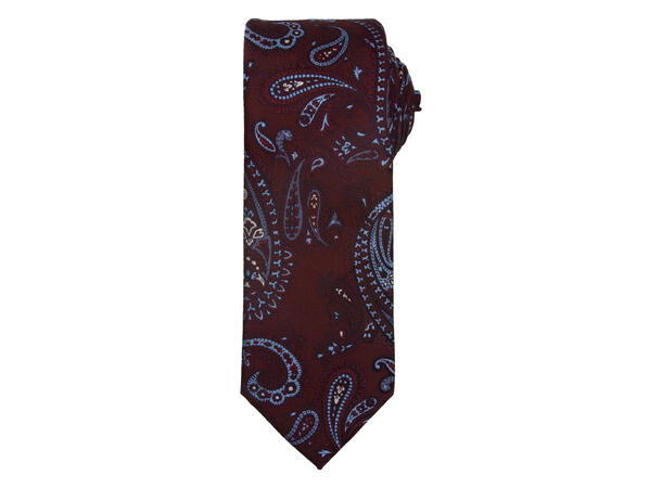 Da Vinci slips+lommetørkle mønstert sett hengende vinrød 
