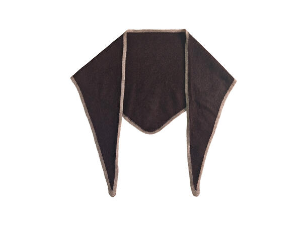 Dame sjal cashmere triangel 120x34 Brun m/beige kant 