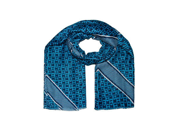 Dame skjerf mønstret 90x180 blå 