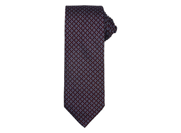 Santi silkeslips+lommetørkle mønstert* sett hengende vinrød 