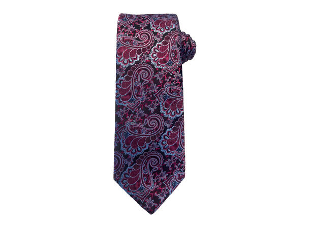 Santi silkeslips+lommetørkle mønstert sett hengende rosa 