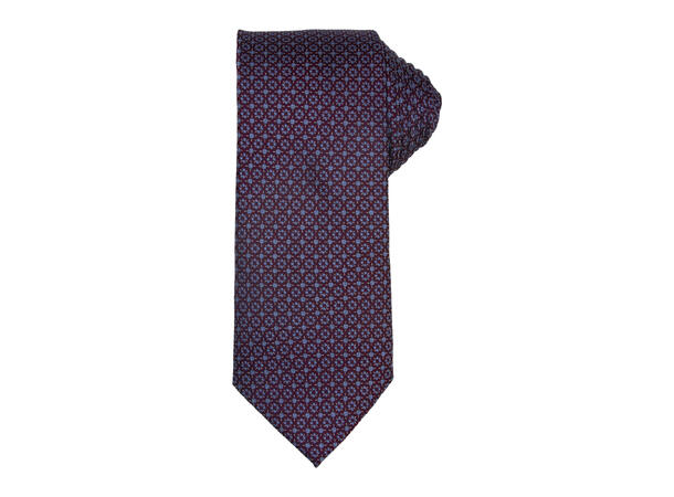 Santi silkeslips+lommetørkle mønstret sett hengende vinrød 