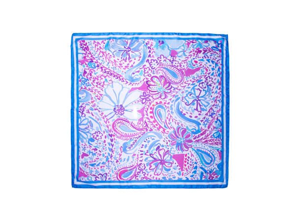 Skjerf blomstert 70x70 blå 