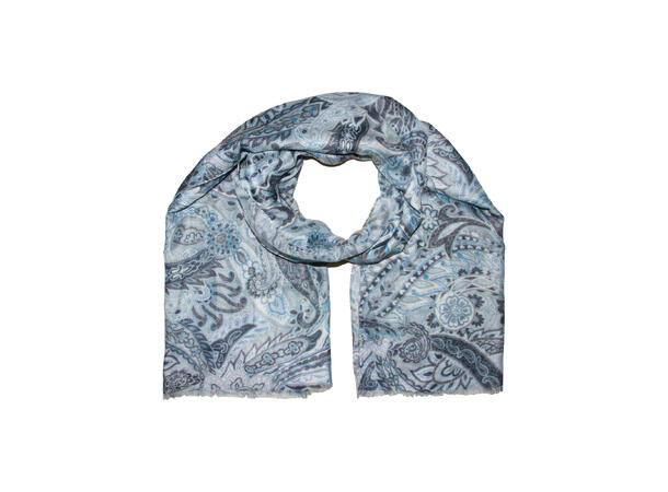 Skjerf m/blomster 90x180 blå 