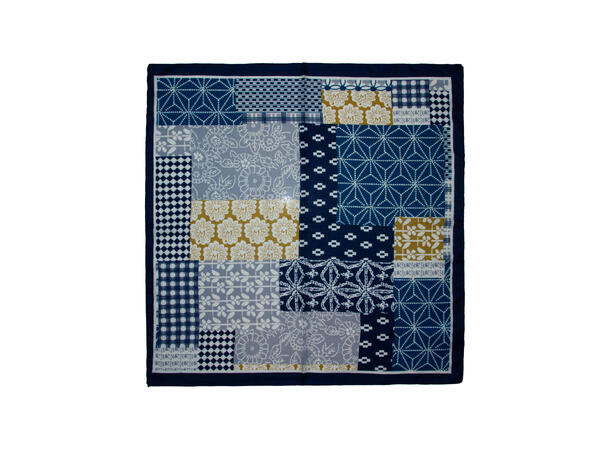 Skjerf m/flere motiver 65x65 blå 