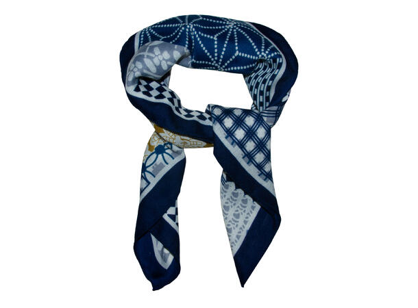 Skjerf m/flere motiver 65x65 blå 